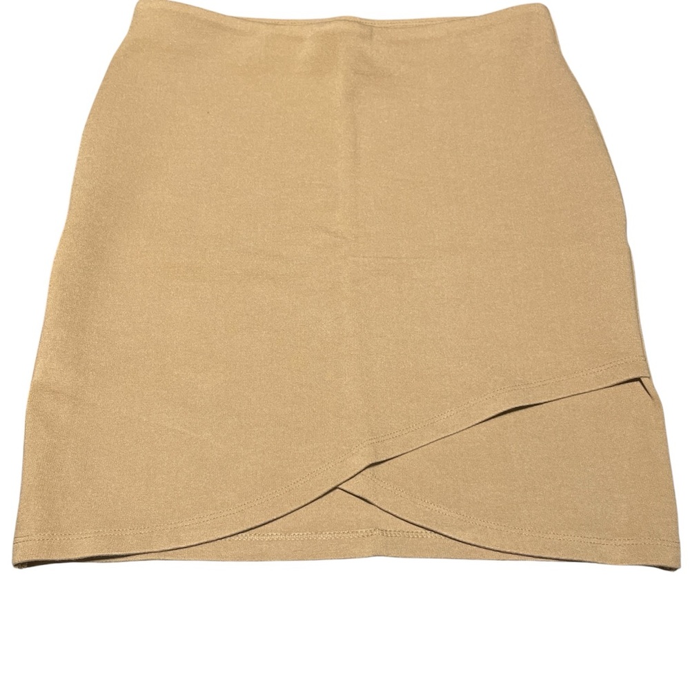 Sunday Best Tan Wrap Mini Skirt Casual